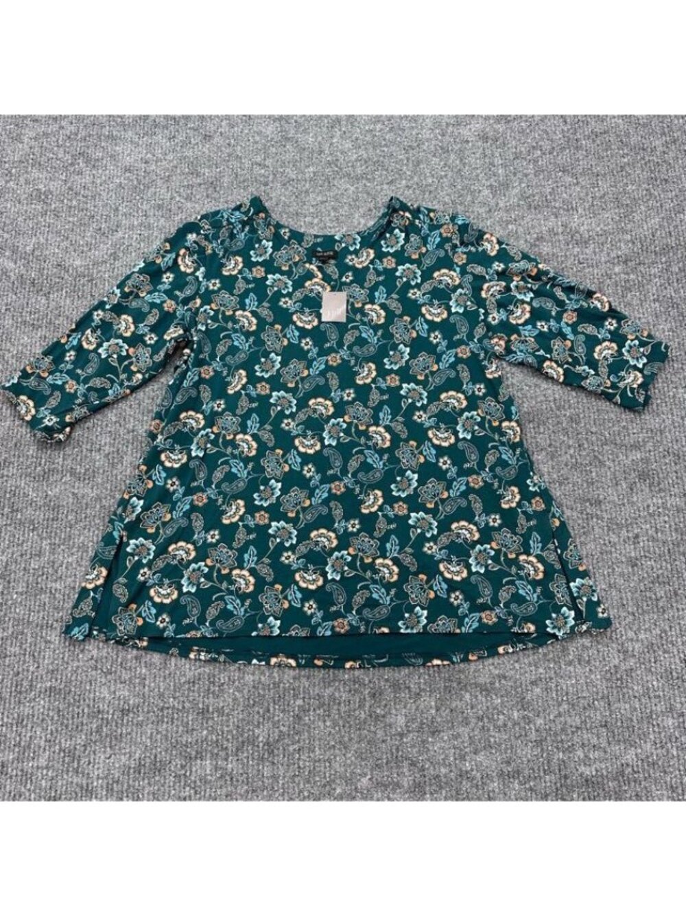 J Jill Wearever Tunic Top Floral Paisley 3/4 Sleeve Shirt Womens size XLP NEW